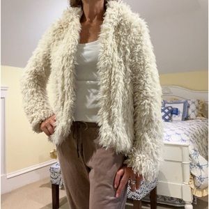 Free People Cream Fuzzy Jacket